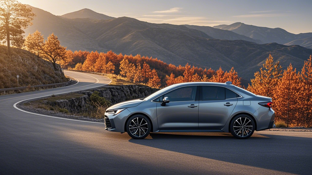 Modern Toyota Corolla on a Scenic Road_ A sleek, 2024 Toyota Corolla parked on a winding mountain ro... (2)